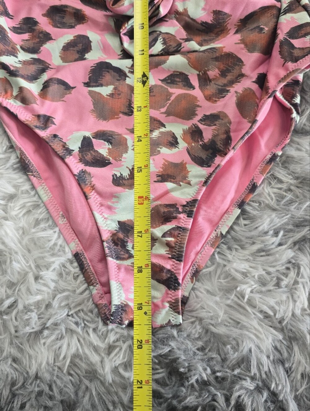 Womens Pink Leopard Print One-Piece Swimsuit, Size 38 - Picture 6 of 11